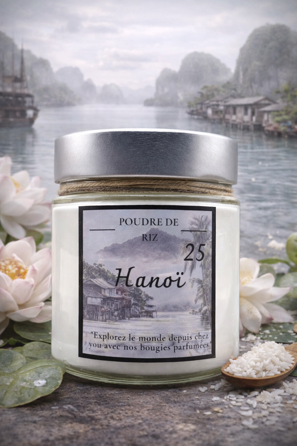 Bougie artisanale parfumée Hanoï – Poudre de Riz